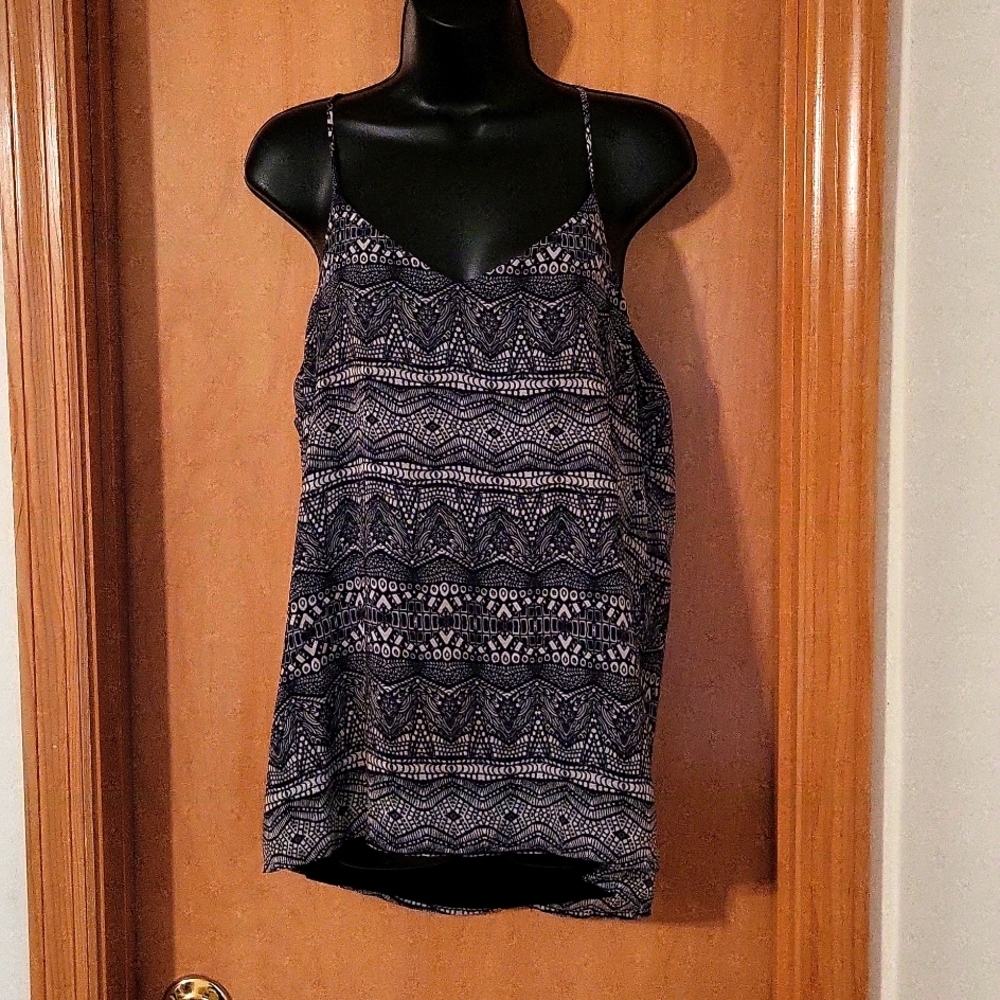 Women's L Black & White Printed Top